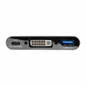 Tripp Lite USB-C to DVI Adapter with USB-A Hub, Thunderbolt 3—1080p, PD Charging, Black, 15.24 cm