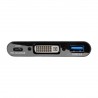 Tripp Lite USB-C to DVI Adapter with USB-A Hub, Thunderbolt 3—1080p, PD Charging, Black, 15.24 cm