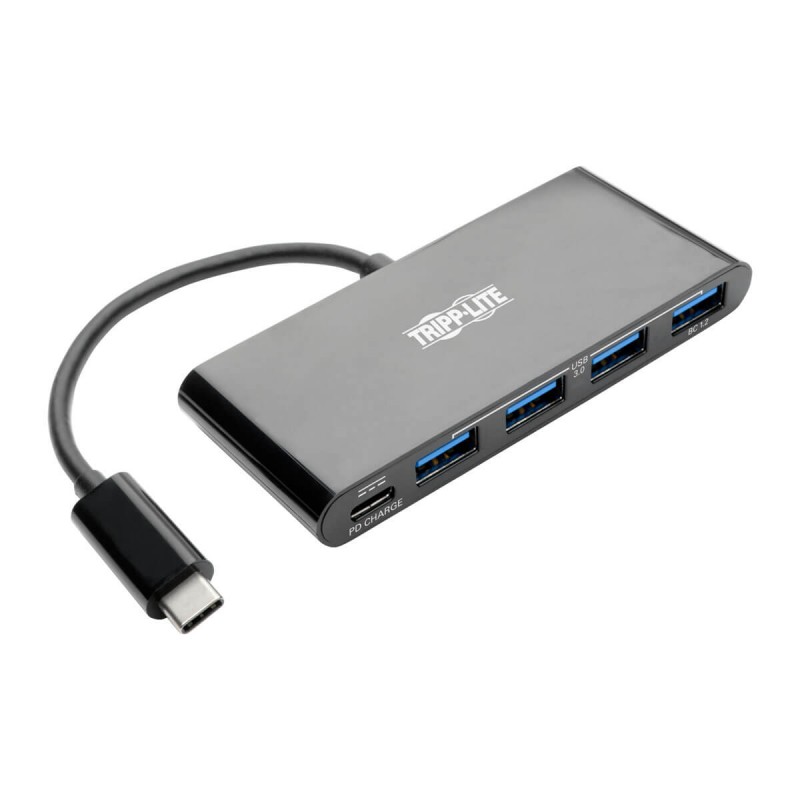 Tripp Lite 4-Port USB 3.1 Hub, 4x USB-A, Thunderbolt 3—PD Charging, Black