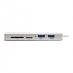 Tripp Lite USB-C Docking Station, 4K @ 30 Hz, HDMI, Thunderbolt 3, USB-A Hub, PD Charging, SD/Micro SD, GbE - Silver