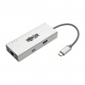 Tripp Lite USB-C Docking Station, 4K @ 30 Hz, HDMI, Thunderbolt 3, USB Hub, Gb Ethernet – Silver