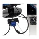 Tripp Lite USB-C to VGA Adapter w/USB-A Hub and PD Charging - USB 3.1, Thunderbolt 3, 1080p, Black