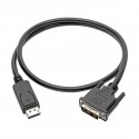 Tripp Lite DisplayPort to DVI-D Adapter Cable – M/M, DP w/Latches, 1920 x 1200 (1080p) @ 60 Hz, 0.91 m