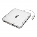 Tripp Lite USB-C Laptop Docking Station w/ mDP, HDMI, VGA, GbE, 4K @ 30 Hz, Thunderbolt 3 - USB-A, PD Charging, Silver