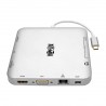 Tripp Lite USB-C Laptop Docking Station w/ mDP, HDMI, VGA, GbE, 4K @ 30 Hz, Thunderbolt 3 - USB-A, PD Charging, Silver
