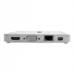 Tripp Lite USB-C Laptop Docking Station w/ mDP, HDMI, VGA, GbE, 4K @ 30 Hz, Thunderbolt 3 - USB-A, PD Charging, Silver
