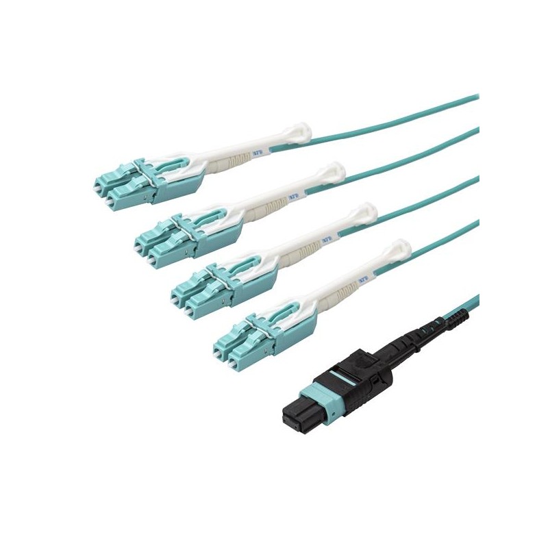 StarTech.com MPO/MPO to LC Breakout Cable - Plenum-Rated - OM3, 40Gb - Push/Pull-Tab - 1 m (3 ft.) | StarTech.com Fibre Cables