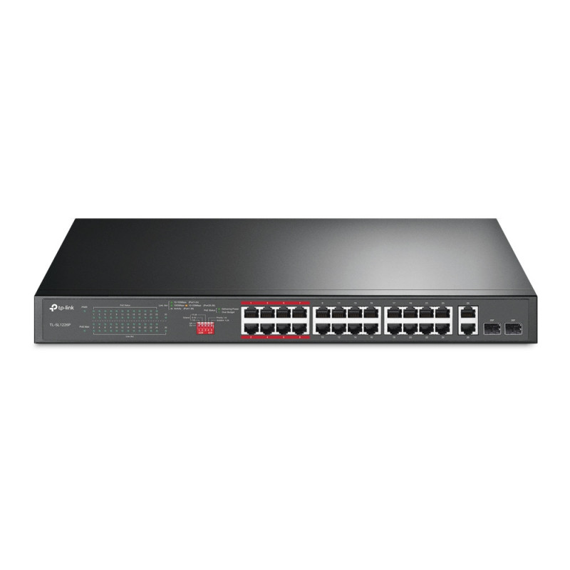 P-Link 24-Port 10/100Mbps + 2-Port Gigabit Unmanaged PoE+ Switch