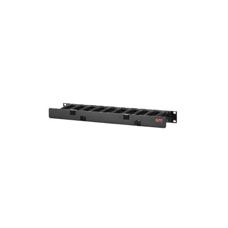 PC NetShelter Cable Management, Horizontal Cable Manager, 1U, Single Side with Cover, Black, 483 x 44 x 110 mm