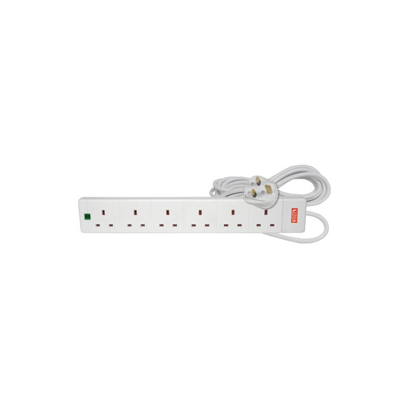 6 Way Surge Protected 13 Amp UK Mains Extension 6 Way Surge Protected 13 Amp UK Mains Extension