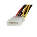 12in LP4 to 2x Right Angle Latching SATA Power Y Cable Splitter - 4 Pin Molex to Dual SATA