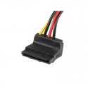 12in LP4 to 2x Right Angle Latching SATA Power Y Cable Splitter - 4 Pin Molex to Dual SATA