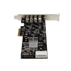 4 Port PCI Express (PCIe) SuperSpeed USB 3.0 Card Adapter w/ 4 Dedicated 5Gbps Channels - UASP - SATA / LP4 Power
