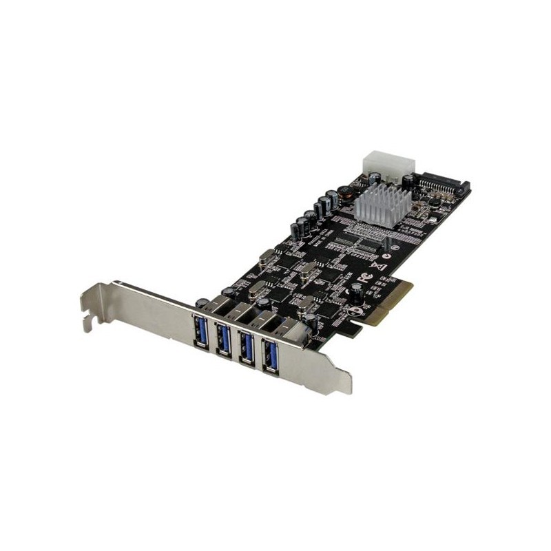 4 Port PCI Express (PCIe) SuperSpeed USB 3.0 Card Adapter w/ 4 Dedicated 5Gbps Channels - UASP - SATA / LP4 Power