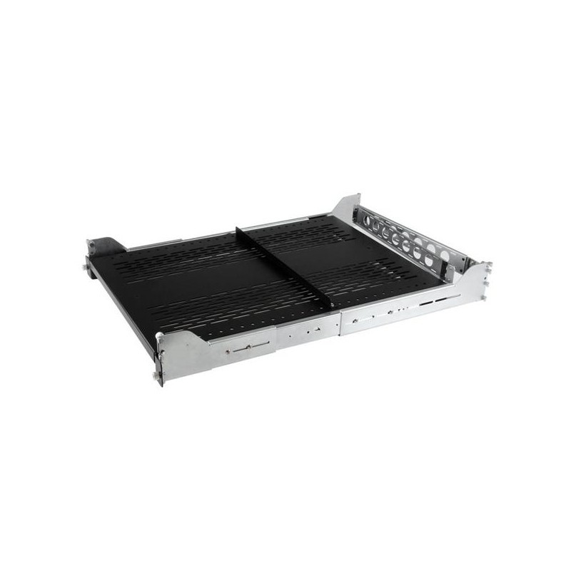 2U Vented Sliding Rack Shelf w/ Cable Management Arm & Adjustable Mounting Depth - 50lbs / 22.7kg