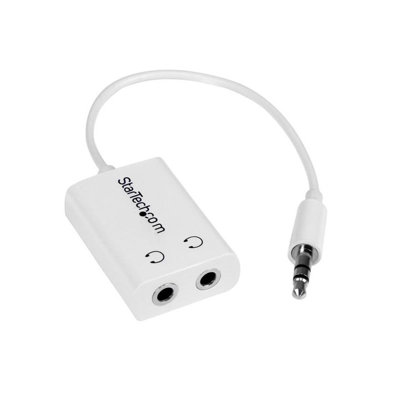 White Slim Mini Jack Headphone Splitter Cable Adapter 3