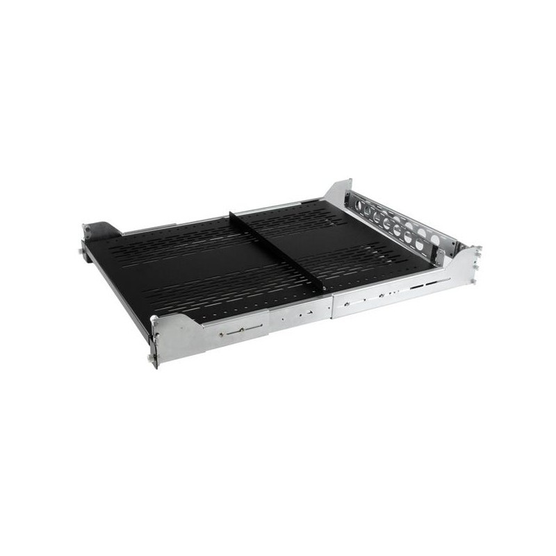 2U Vented Sliding Rack Shelf w/ Cable Management Arm & Adjustable Mounting Depth - 125lbs / 56.7kg