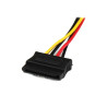 12in LP4 to 2x Latching SATA Power Y Cable Splitter Adapter - 4 Pin Molex to Dual SATA