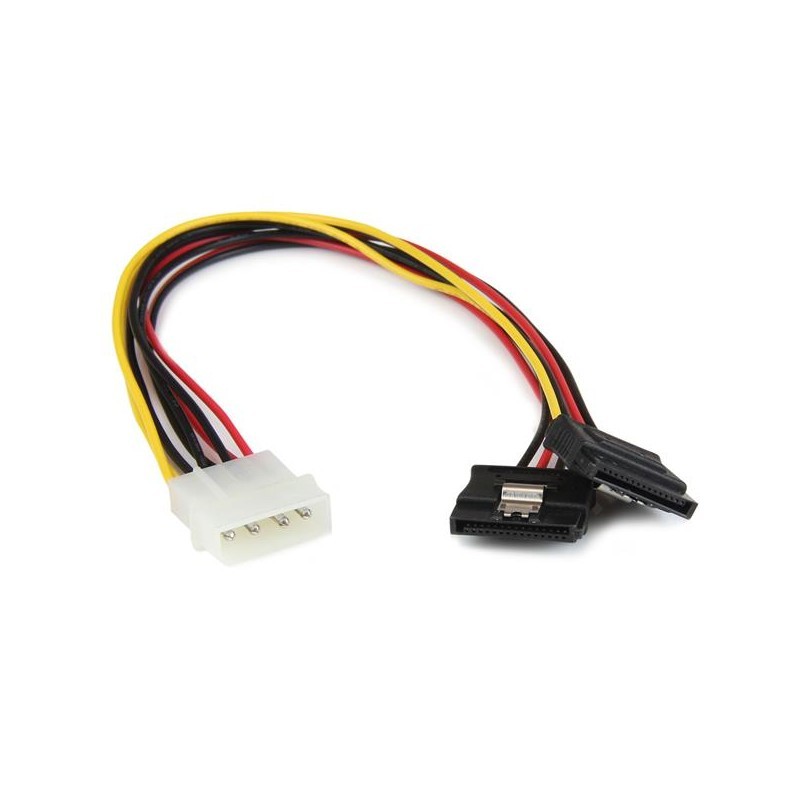 12in LP4 to 2x Latching SATA Power Y Cable Splitter Adapter - 4 Pin Molex to Dual SATA