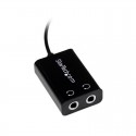 Black Slim Mini Jack Headphone Splitter Cable Adapter - 3.5mm Male to 2x 3.5mm Female