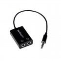 Black Slim Mini Jack Headphone Splitter Cable Adapter - 3.5mm Male to 2x 3.5mm Female
