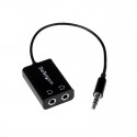 StarTech.com Black Slim Mini Jack Headphone Splitter Cable Adapter - 3.5mm Male to 2x 3.5mm Female